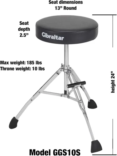 Vista 2 de Gibraltar GGS10T Taburete corto de 21 pulgadas con asiento redondo, trípode plegable con reposapiés