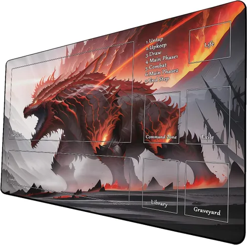Vista 41 de Tapete de juego de cartas coleccionables AI Painting – Tapete de juego MTG con zonas, 24 x 14 pulgadas, tapete de juego MTG de alta calidad – El