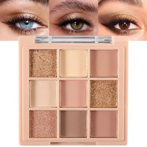 Vista 38 de Erinde Paleta de maquillaje de sombra de ojos de 9 colores con purpurina y lavanda brillante y mate, violeta, malva, púrpura oscura, plateado