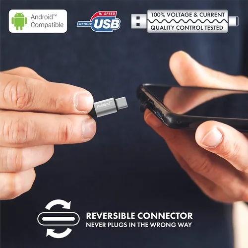 Vista 6 de Hottips! Cable USB C de 4 pies, paquete de 2 cables de carga rápida tipo C de fibra de aramida trenzada duradera 3A, compatible con Android, Samsung