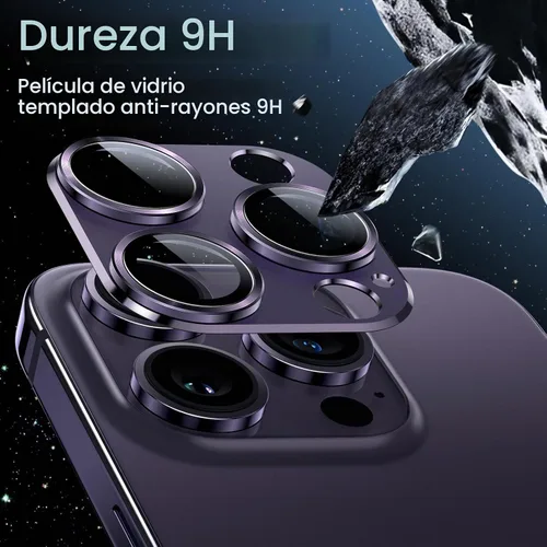 Vista 4 de JETech Protector de lente de cámara para iPhone 14 Pro/14 Pro Max, morado oscuro Vidrio templado 9H de cobertura completa, acabado de metal mate
