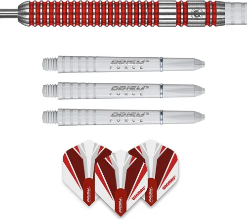Vista 3 de Winmau Overdrive - Juego de dardos de tungsteno con punta de acero de 0.81 oz con vuelos y ejes de prisma (tallos)