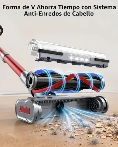 Vista 4 de Aspiradora inalámbrica, 75 minutos, 650 W, 55 KPA, potente aspiradora de Rojo claro