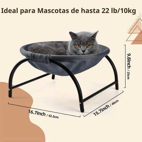 Vista 2 de LIFLIX - Cama elevada en forma de hamaca para gatos, cuna para gatos con malla lavable, cama para mascotas para gatitos, azul oscuro