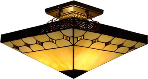 Vista 10 de RUNNUP - Lámpara de techo de cristal Tiffany, estilo retro, para iluminación de techo, instalación fija, atractiva decoración para cocina