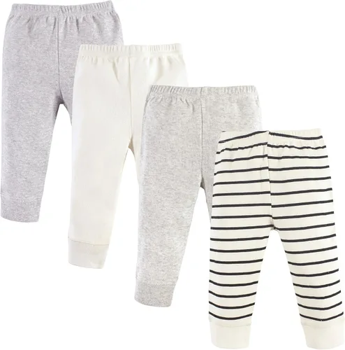 Vista 24 de Luvable Friends Pantalones de algodón para bebé niño Rayas negras paquete de 4