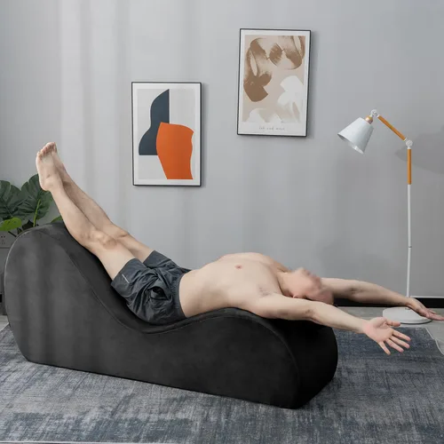 Vista 6 de Zenosyne Silla de yoga con funda lavable, bolsillos laterales, parte inferior antideslizante para dormitorio, silla de yoga para relajación