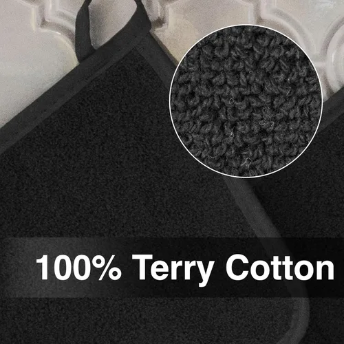 Vista 2 de RITZ Agarradera de olla y salvamanteles de rizo: Resistente al calor sin igual, duradera 100% algodón – Diseñado ergonómicamente para un agarre Negro