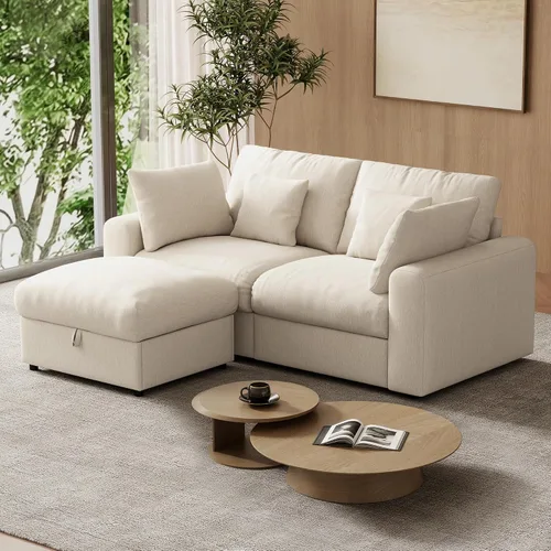 Vista 15 de WorthFurni Sofás seccionales Cloud de 110 pulgadas para sala de estar, sofá modular con asiento profundo, sofá convertible en forma de L con otomana