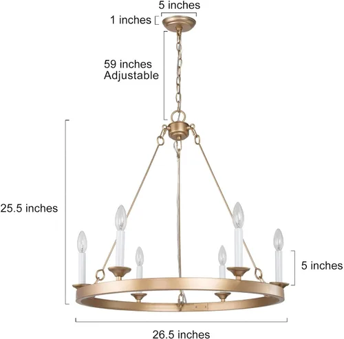 Vista 2 de Uolfin Candelabro de rueda de carro, moderno, grande, de 26.5 pulgadas, con 6 candelabros blancos para cocina, sala de estar y dormitorio