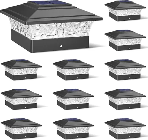 Vista 7 de Luces solares para tapas de postes para exteriores, paquete de 12, impermeables, luces para postes de cerca con 16 LED ultra brillantes que se Blanco
