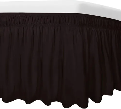 Vista 11 de Easy-Going - Falda de cama para cama Twin o Full, caída a medida de 18 pulgadas, con cinturón elástico ajustable, fácil de usar sin levantar el Beige