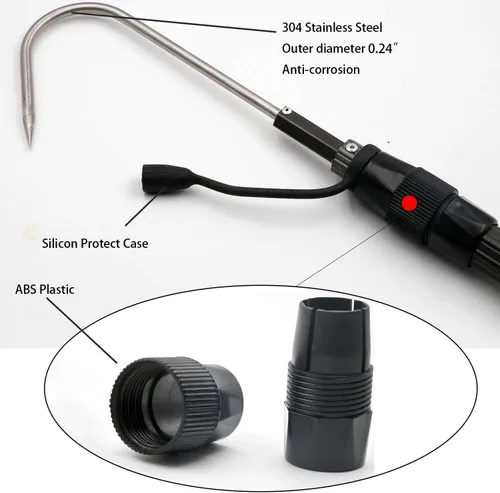 Vista 3 de SAN LIKE Garfio de pesca telescópico de aluminio/fibra de vidrio con mango de goma antideslizante Gancho de acero inoxidable con tornillo M8