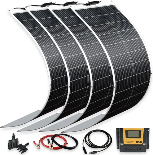 Vista 11 de XINPUGUANG Kit de sistema flexible de panel solar de 200 W 12 V, módulo de fibra de vidrio monocristalino de 2 x 100 W, cable de extensión
