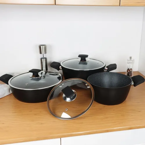 Vista 6 de Serenk Juego de ollas y sartenes de acero inoxidable, antiadherentes, 7 piezas, utensilios de cocina no tóxicos, utensilios de cocina de inducción