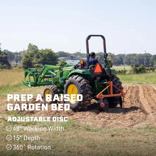 Vista 5 de Titan Attachments - Cama de disco ajustable de 3 puntos de 48 pulgadas para tractores Cat 1, compatible con enganche rápido, cultivador de jardín