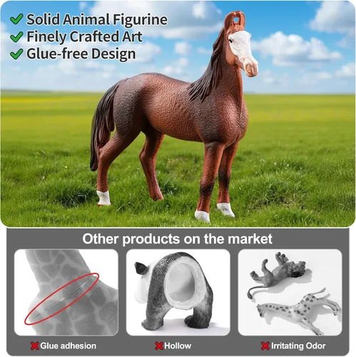 Vista 4 de 8 figuras de caballo grandes de 6 pulgadas, juguetes de animales para niños, figuras de animales de granja de plástico realistas, juguetes