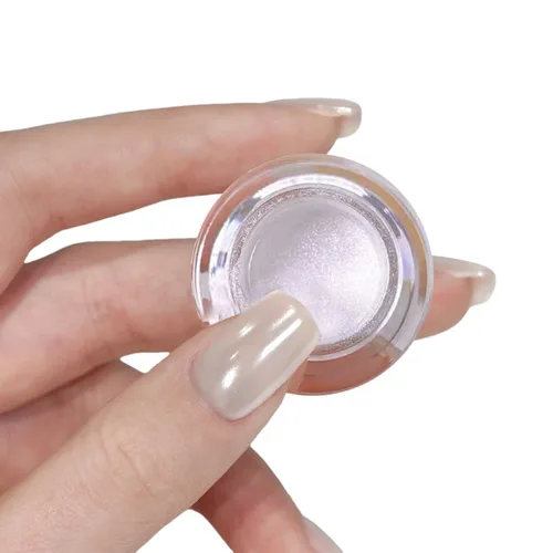 Vista 9 de 2 piezas de polvo de uñas cromo blanco lunar, polvo de brillo de uñas efecto espejo perlado mágico, pigmento cromo perla para decoración de uñas 2