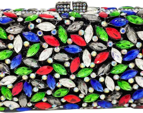Vista 4 de Bolso de mano de cristal brillante para mujer bolso Minaudiere