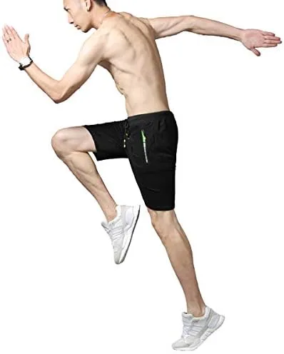 Vista 4 de Tansozer Pantalones cortos deportivos para hombre con bolsillos con cierre