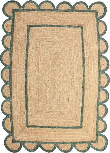 Vista 9 de Alfombra bohemia de yute con patrón festoneado (2 x 3 pies, negro)