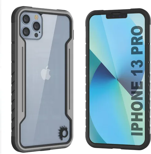 Vista 9 de Punkcase Diseñada para iPhone 13 Pro [Armor Stealth Series] funda protectora de grado militar con marco de aluminio [parte trasera transparente]