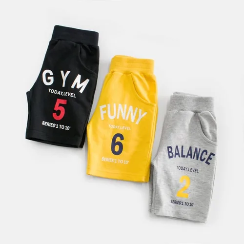 Vista 4 de Paquete de 2 pantalones cortos deportivos de punto de verano para niños y niñas, pantalones cortos suaves casuales para bebés
