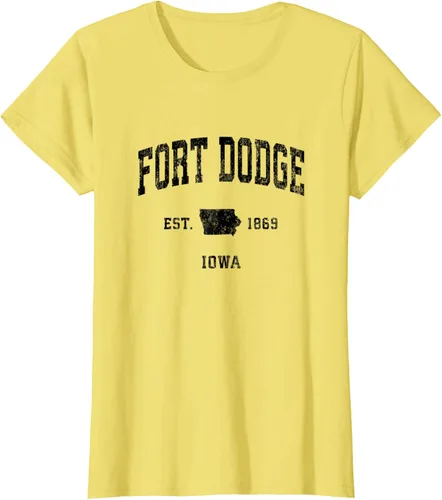 Vista 25 de Fort Dodge Iowa IA - Camiseta deportiva clásica negra con diseño deportivo, Gris