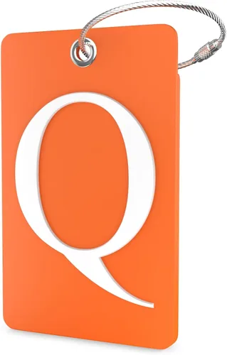 Vista 158 de Etiqueta de equipaje con inicial, totalmente flexible, con aro de acero inoxidable, letra G