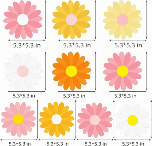 Vista 5 de 12 piezas de centro de mesa con temática de margaritas Groovy Spring Flower Centers para mesa de los años 70, decoración de margaritas de crisantemo