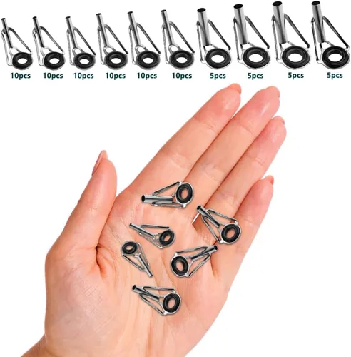 Vista 5 de WMYCONGCONG Kit de reparación de puntas de caña, 80 piezas, puntas de caña de pescar de repuesto, guías de anillo de cerámica, kit de reparación