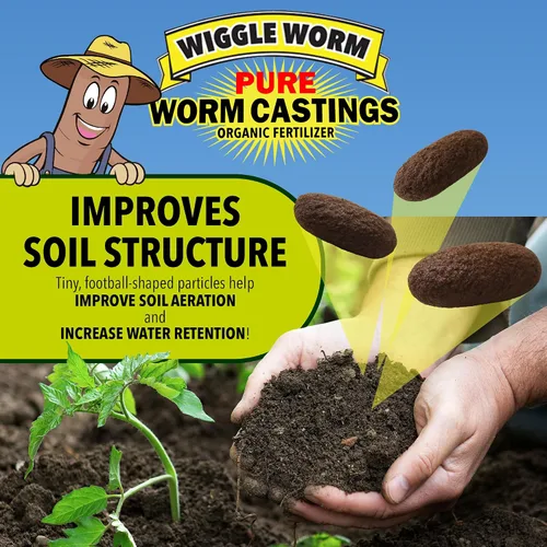 Vista 5 de Wiggle Worm Fertilizante de Humus de Lombriz 100% Puro Orgánico Denso en Minerales, 30 libras - Mejora la Fertilidad del Suelo y la Aireación
