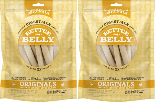 Vista 26 de Better Belly Originals, Sabor a Solomillo de Ternera Real, Rollos Pequeños, Masticables para Perros, 20 Unidades (P-50050NC)