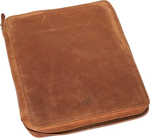 Vista 7 de MONZA Cartera de negocios para hombres y mujeres – Cremallera de piel de cabra de primera calidad cerrada, cartera ejecutiva, organizador