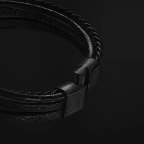 Vista 7 de SERASAR Premium Leather Bracelet [Braid] for Men in Black & Brown Various Lengths Magnetic Stainless Steel Clasp Exclusive Jewellery Box