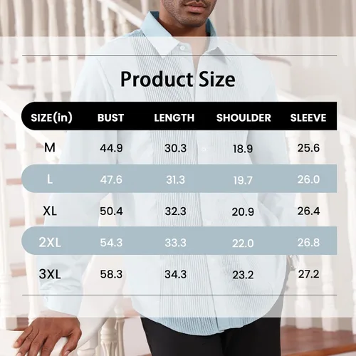 Vista 6 de CTU Camisa de vestir plisada para hombre, camisas de esmoquin de manga larga con botones formales