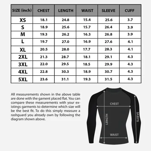 Vista 6 de Camisa de compresión azteca de manga larga de capa base Skins Performance Fit Rash Guard MMA BJJ tela elástica