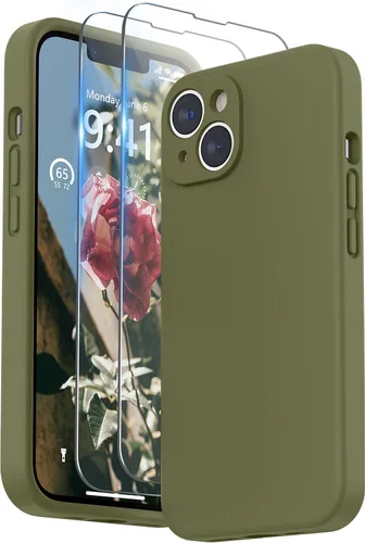 Vista 26 de SURPHY Funda para iPhone 14 Plus con Protector de Pantalla y Protección de Cámara, Funda de Teléfono de Silicona Líquida con Forro de Microfibra