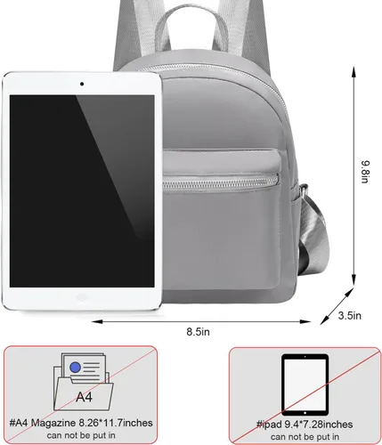 Vista 2 de Etercycle Mini mochila monedero para mujer, mochila pequeña, bolsa de hombro para viajes, Gris, Moda