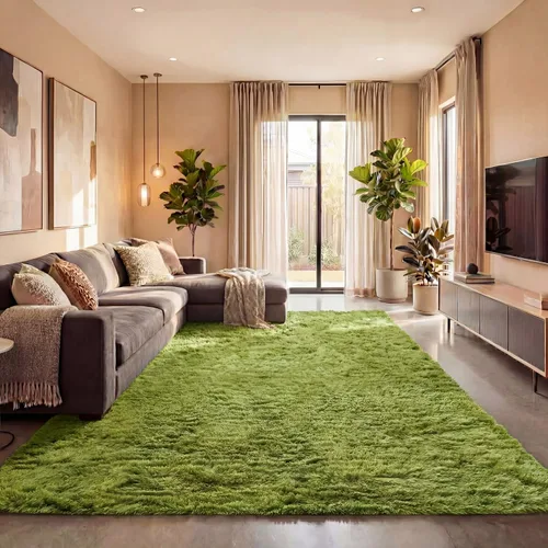 Vista 18 de Vafodo Alfombras de área para dormitorio esponjoso, alfombra de sala de estar, 5 x 7 pies, suave y esponjosa, alfombra de noche negra para sala