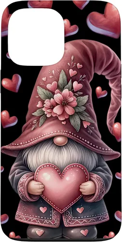 Vista 23 de iPhone 11 Pro Max - Funda con diseño de corazón para mujer, diseño retro de gnomo de amor para el día de San Valentín