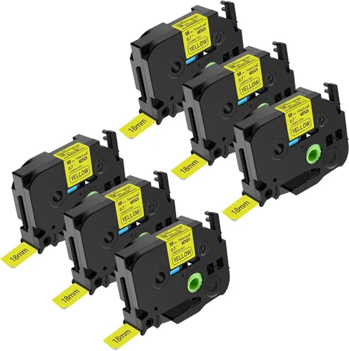 Vista 15 de NineLeaf Paquete de 6 cintas de etiquetas compatibles con Brother TZ TZe TZe-531 TZe531 TZ-531 TZ531 0.472 in 1/2 pulgadas, negro sobre azul