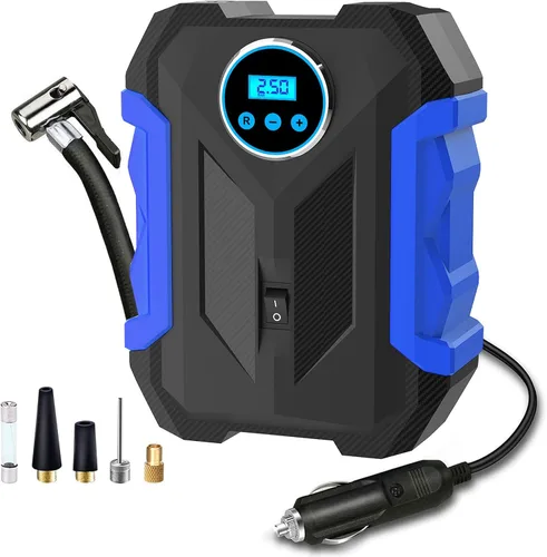 Vista 11 de Compresor de aire digital para bomba automática de coche, inflador de neumáticos portátil con luz LED DC 12V, rojo