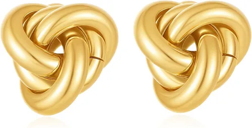 Vista 19 de Aretes chapados en oro de 14 quilates para mujer, joyería gruesa Corazón de oro de 14 quilates