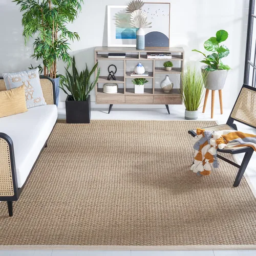 Vista 77 de SAFAVIEH Natural Fiber Collection NF114A - Alfombra de pasillo de hierba marina con patrón de tejido de cesta y borde, de 2 pies 6 pulgadas x 16