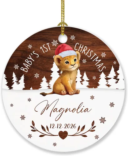 Vista 10 de Adorno de Navidad de la segunda Navidad del bebé 2026, marco de fotos de corona, adorno de segunda Navidad para papá, mamá, nombre de bebé