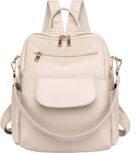 Vista 9 de Mochila de Moda para Mujer Bolso Impermeable Mochilas Escolares Viajes Compras Mochila Convertible Bolsa de Hombro para Damas Rojo-Marrón