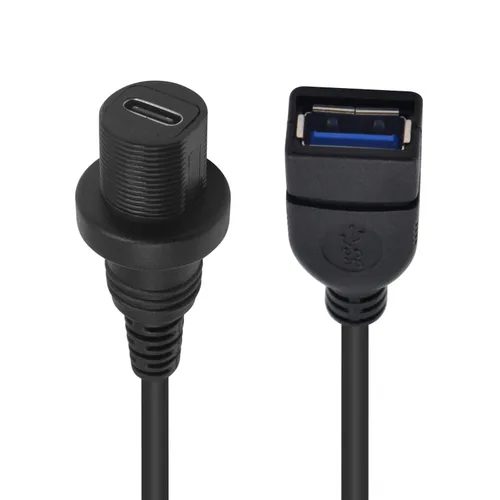 Vista 5 de Duttek Cable USB tipo C a USB3.0 impermeable para panel de carga, USB 3.0 hembra a tipo C 3.0 hembra para montaje en automóvil, tablero