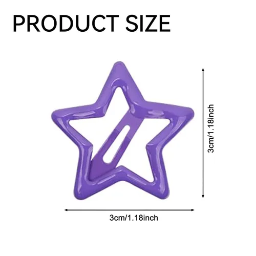 Vista 6 de Pinzas para el cabello con diseño de estrellas moradas, 10 unidades, para niñas, kawaii, antideslizantes, con estrellas, accesorios para el cabello