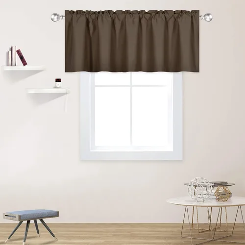 Vista 26 de DECOVSUN Cenefa morada para ventanas de 60 x 18 pulgadas, aislamiento térmico sólido, bolsillo para cortinero, cenefa corta para cocina, cenefa